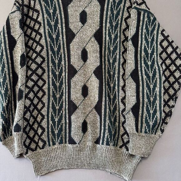 Oloay Men’s Vintage Crazy Graphic Sweater Size Large-XL Knit Round Neck - Picture 3 of 11